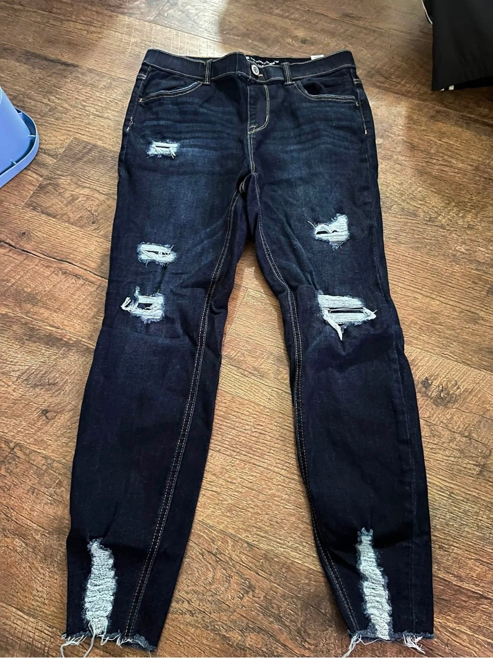 Maurices Dark Blue Distressed Skinny Jeans